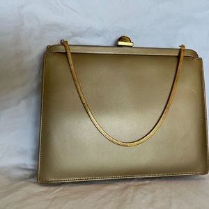 Vintage Andrew Geller Gold metalic satchel clutch with gold clasp
